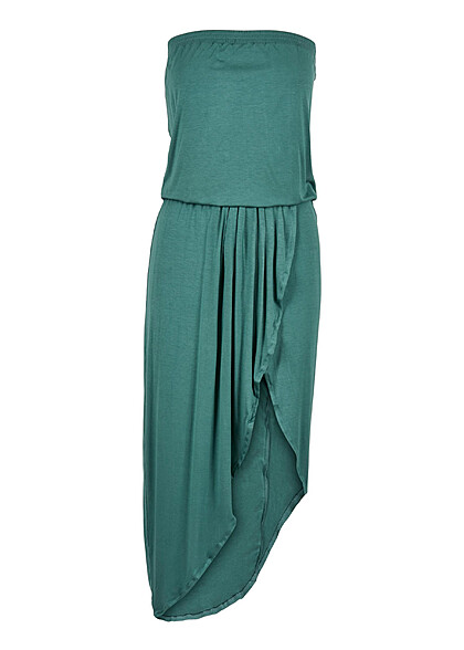 Urban Classics Damen Viskose Bandeau-Kleid mit seitlicher Raffung paleleaf grün