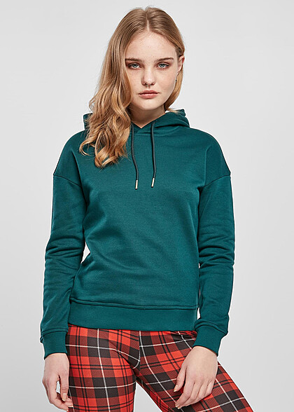 Urban Classics Damen Basic Hoodie mit Tunnelzug jasper grün