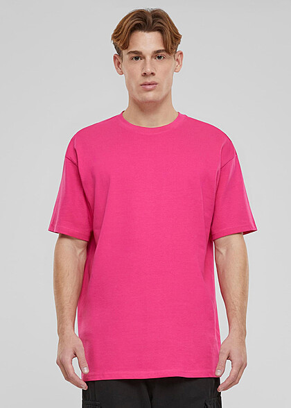 Urban Classics Herren Basic Oversized T-Shirt mit Rundhals hibiskus pink