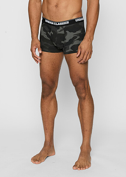 Urban Classics Herren 2er Pack Boxershorts im Camo-Design woodcamo und darkcamo