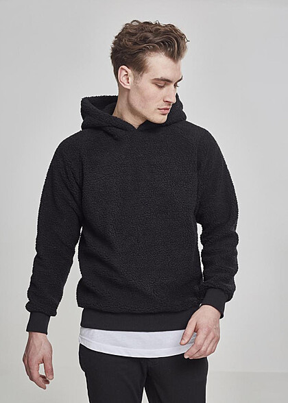 Urban Classics Herren Basic Sherpa Hoodie schwarz