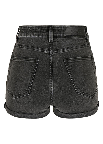 Urban Classics Damen Jeans Shorts mit 5-Pockets black stone washed schwarz