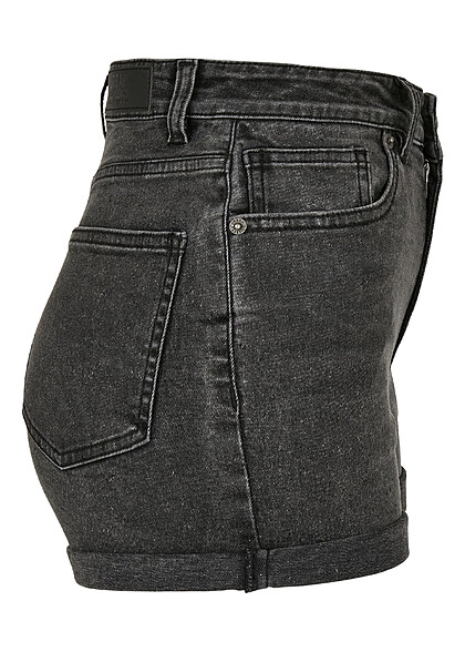 Urban Classics Damen Jeans Shorts mit 5-Pockets black stone washed schwarz