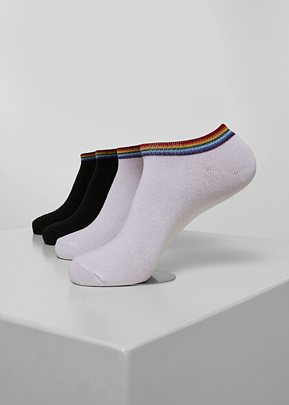 Urban Classics Sneaker Socken m. Regenbogen Details 4er Pack schwarz weiss