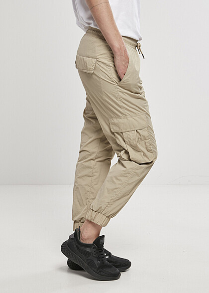 Urban Classics Damen High Waist Nylon Cargo-Hose concrete beige