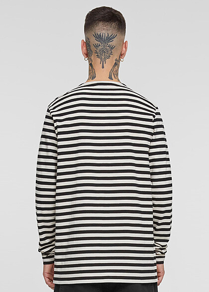 Urban Classics Heren Sweater Longsleeve met Strepenpatroon wit zand beige zwart