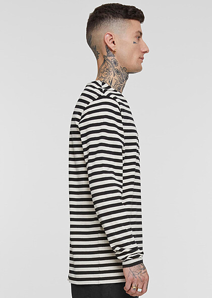 Urban Classics Heren Sweater Longsleeve met Strepenpatroon wit zand beige zwart