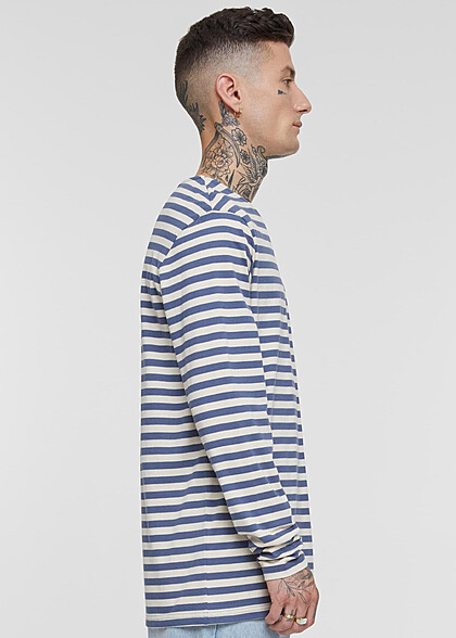 Urban Classics Heren Sweater Longsleeve met Strepenpatroon wit zand beige vintage blauw