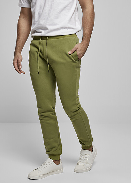 Urban Classics Dames Broek van Kunstleer met Zijdelingse Ritssluiting jaspergroen