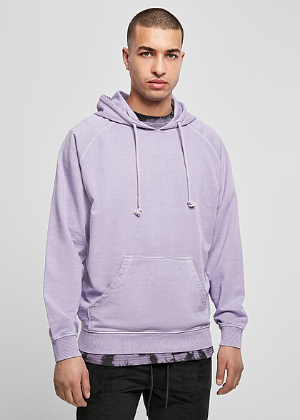 Urban Classics Herren Hoodie mit Kängurutasche und Tunnelzug lavender lila
