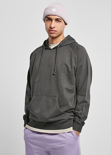 Urban Classics Herren Hoodie mit Kängurutasche und Tunnelzug blackbird grau