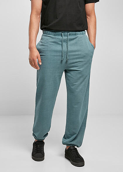 Urban Classics Herren Overdyed Jogginghose mit Tunnelzug und 3-Pockets dusty blau