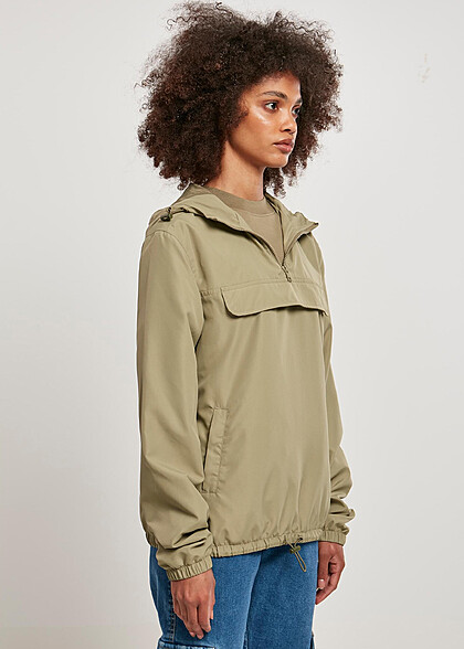Urban Classics Damen Recycled Basic Pull-Over Jacke khaki