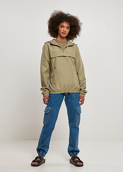 Urban Classics Damen Recycled Basic Pull-Over Jacke khaki
