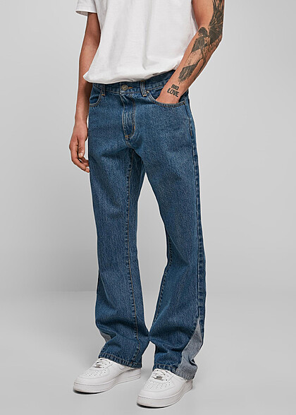 Urban Classics Herren Organic Triangle Jeanshose mit 5-Pockets mid indigo blau