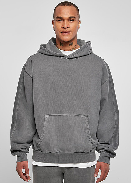 Urban Classics Heren Heavy Terry Hoodie met Kangoeroezak darkshadow donkergrijs