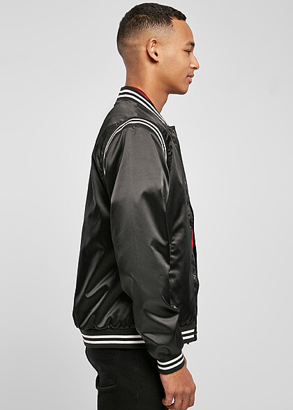 Urban Classics Heren Satijnen College Jas met Knoopsluiting zwart wit