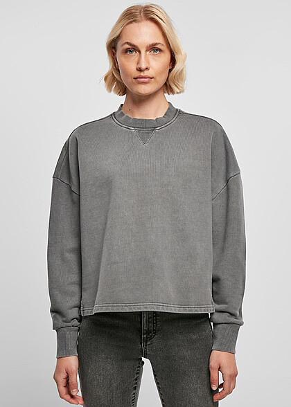Urban Classics Damen Oversized Heavy Terry Sweater Pullover mit Rundhals dunkel grau