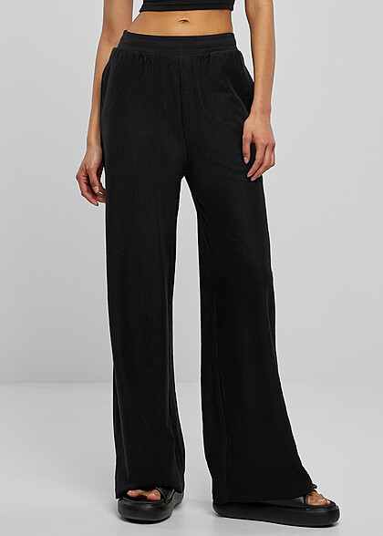 Urban Classics Damen Rib Terry Hose mit 2-Pockets schwarz