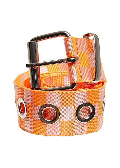 Urban Classics Webgürtel mit Karomuster orange weiss