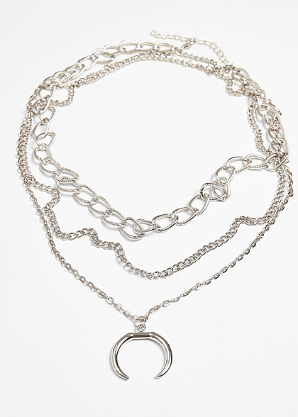 Urban Classics Layering Halskette mit offenem Ring silber