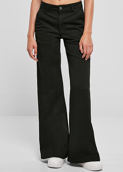 Urban Classics Damen High Waist Chino-Hose mit Schlag schwarz