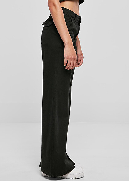 Urban Classics Damen High Waist Chino-Hose mit Schlag schwarz