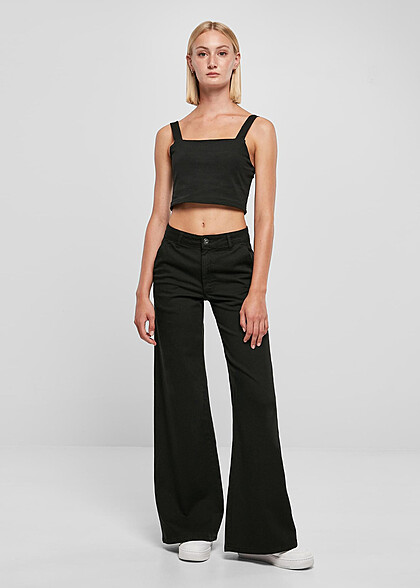 Urban Classics Damen High Waist Chino-Hose mit Schlag schwarz