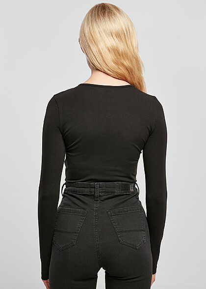 Urban Classics Damen Organic Longsleeve Body mit Cut-Out schwarz