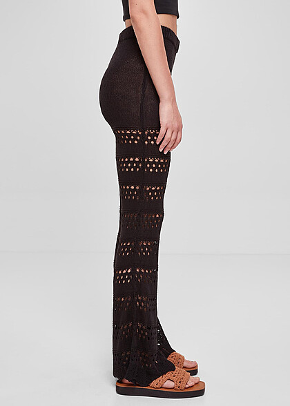 Urban Classics Damen Crochet Strick-Leggings m. Häkelmuster schwarz