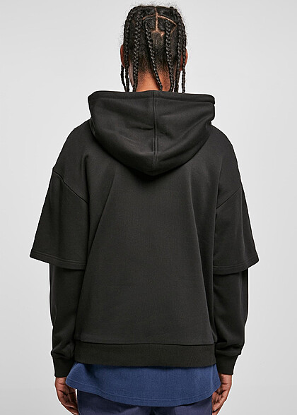 Urban Classics Herren 2in1 Look Oversized Hoodie mit Kängurutasche schwarz