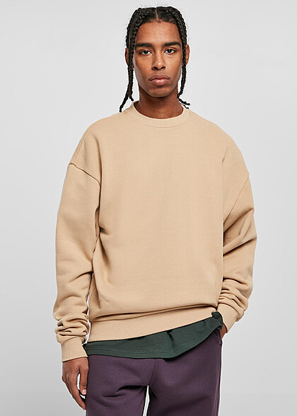 Urban Classics Herren Basic Ultra Heavy Sweater Pullover union beige