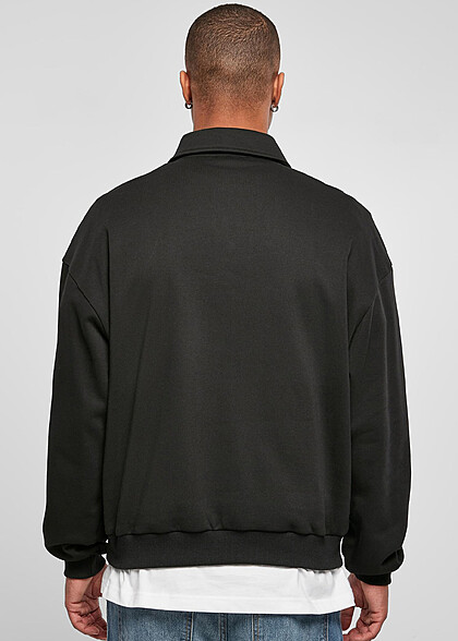 Urban Classics Herren Basic Sweater Pullover mit Zipper schwarz