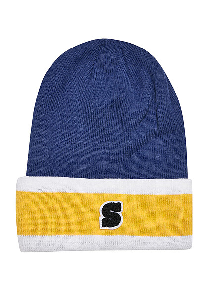 Urban Classics College Team Pack Beanie Mütze und Schal blau gelb weiss