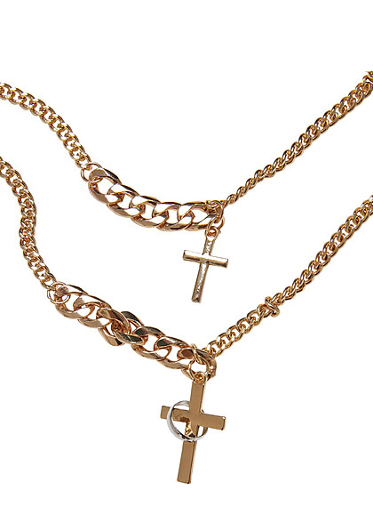 Urban Classics Various Chain Cross Halskette gold