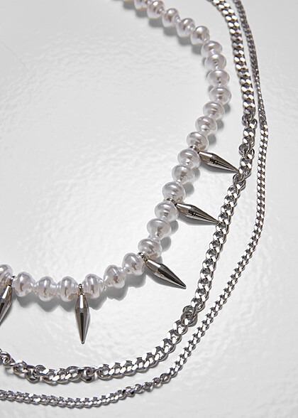 Urban Classics Meridian Pearl Layering Halskette silber
