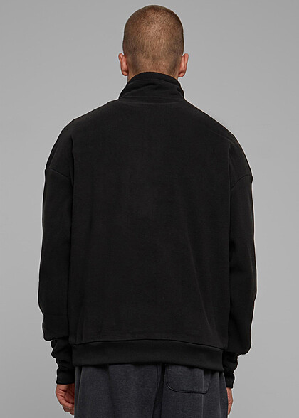 Urban Classics Herren Basic Polar Fleece Sweater mit Zipper schwarz
