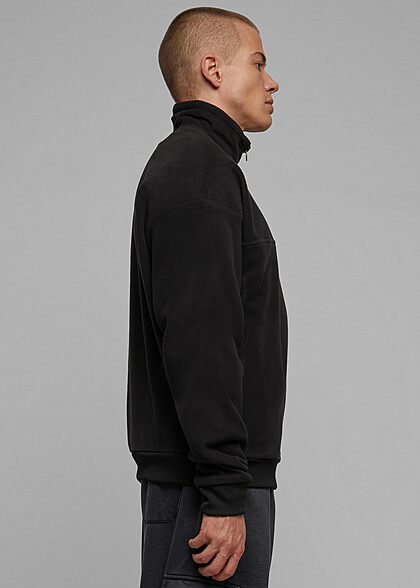 Urban Classics Herren Basic Polar Fleece Sweater mit Zipper schwarz