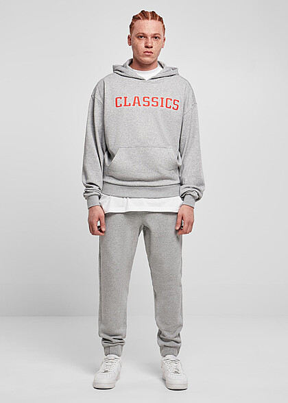 Urban Classics Herren College Style Classics Hoodie mit Kängurutasche grau