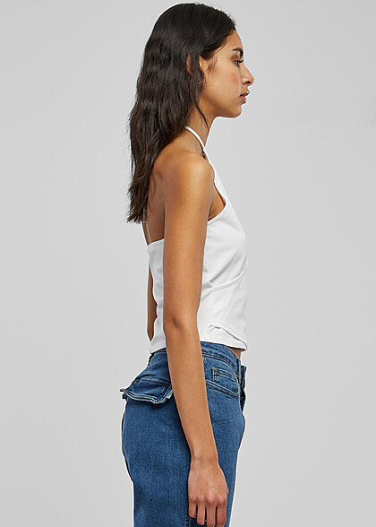 Urban Classics Damen Cropped Wickel Neckholder Top weiss
