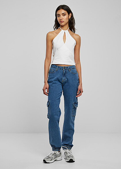 Urban Classics Damen Cropped Wickel Neckholder Top weiss