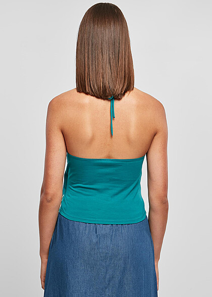 Urban Classics Damen Cropped Wickel Neckholder Top grün