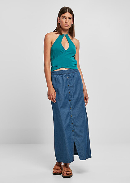 Urban Classics Damen Cropped Wickel Neckholder Top grün