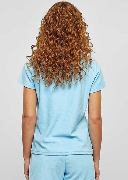 Urban Classics Damen Towel Polo T-Shirt baltic hell blau