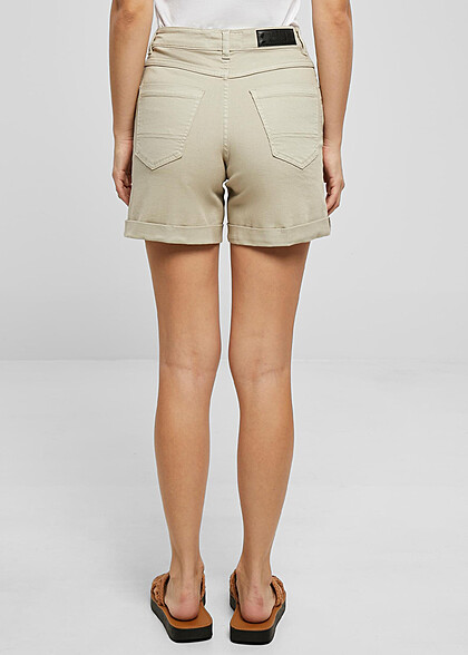 Urban Classics Damen Stretch Jeans-Shorts mit 5-Pockets soft seagrass beige