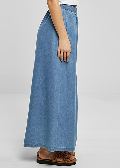 Urban Classics Damen Langer Jeans-Rock mit Knopfleiste sky hell blau