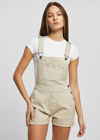 Urban Classics Damen Organic Jeans-Latzhose mit Brusttasche offwhite raw weiss