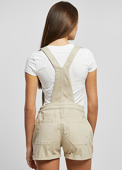 Urban Classics Damen Organic Jeans-Latzhose mit Brusttasche offwhite raw weiss