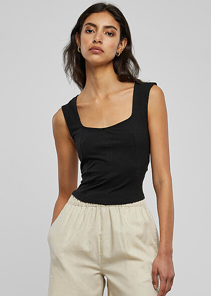 Urban Classics Damen Cropped Corsage Top schwarz