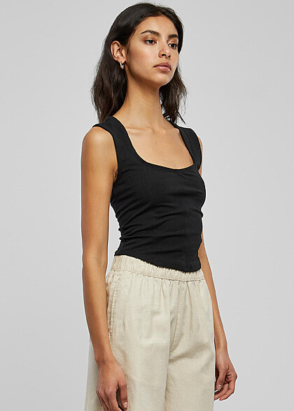 Urban Classics Damen Cropped Corsage Top schwarz